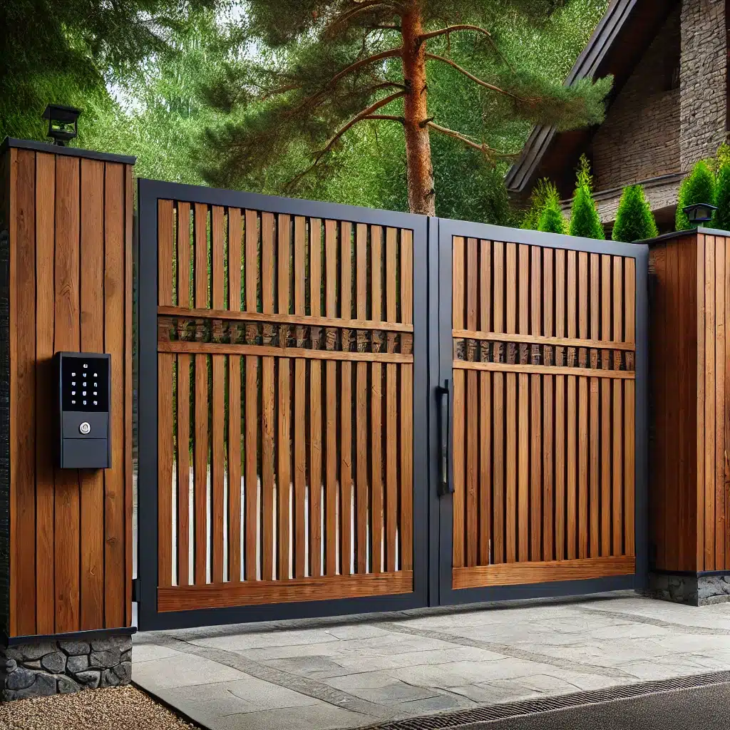 wooden electric gates